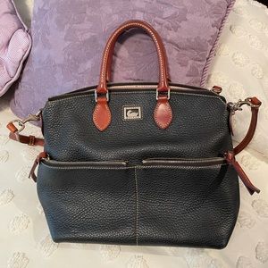 Black leather Dooney & Bourke satchel bag.